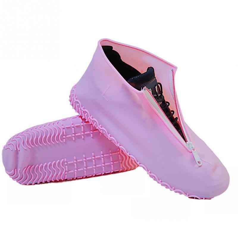 Couvre-chaussures en silicone élastique, accessoires de bottes de pluie portables à glissière