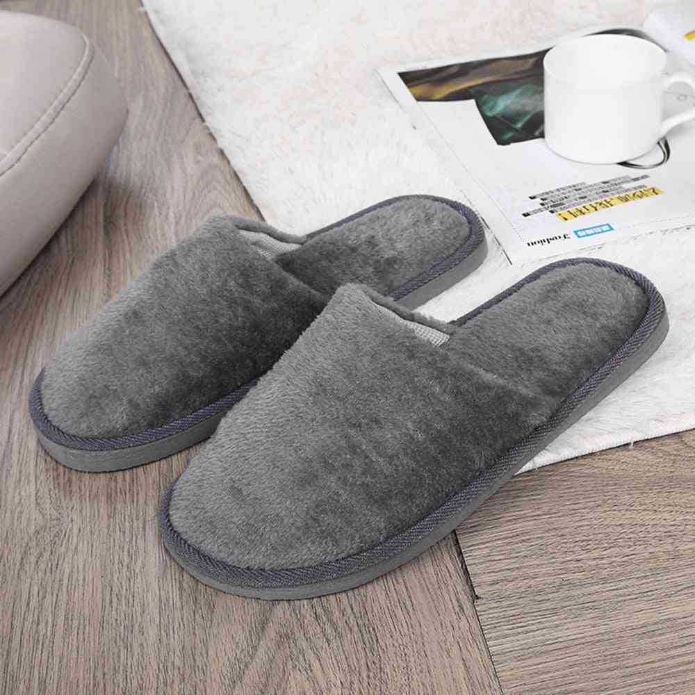 Men Cotton Slippers Winter Warm Plush Indoor Shoes