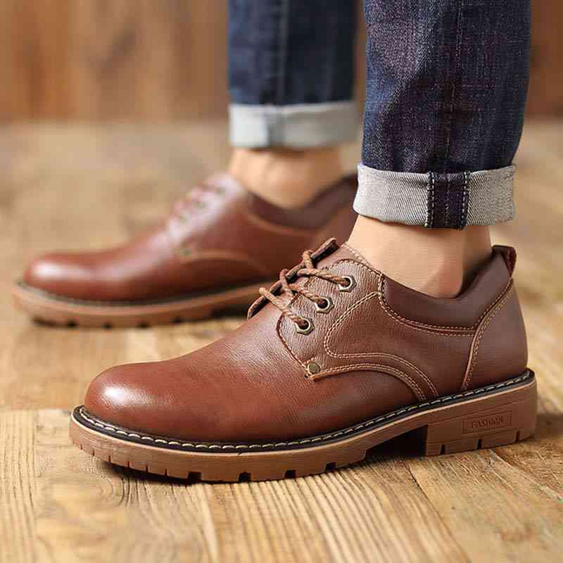 Zapatos casuales con cordones de trabajo de cuero de moda para hombres