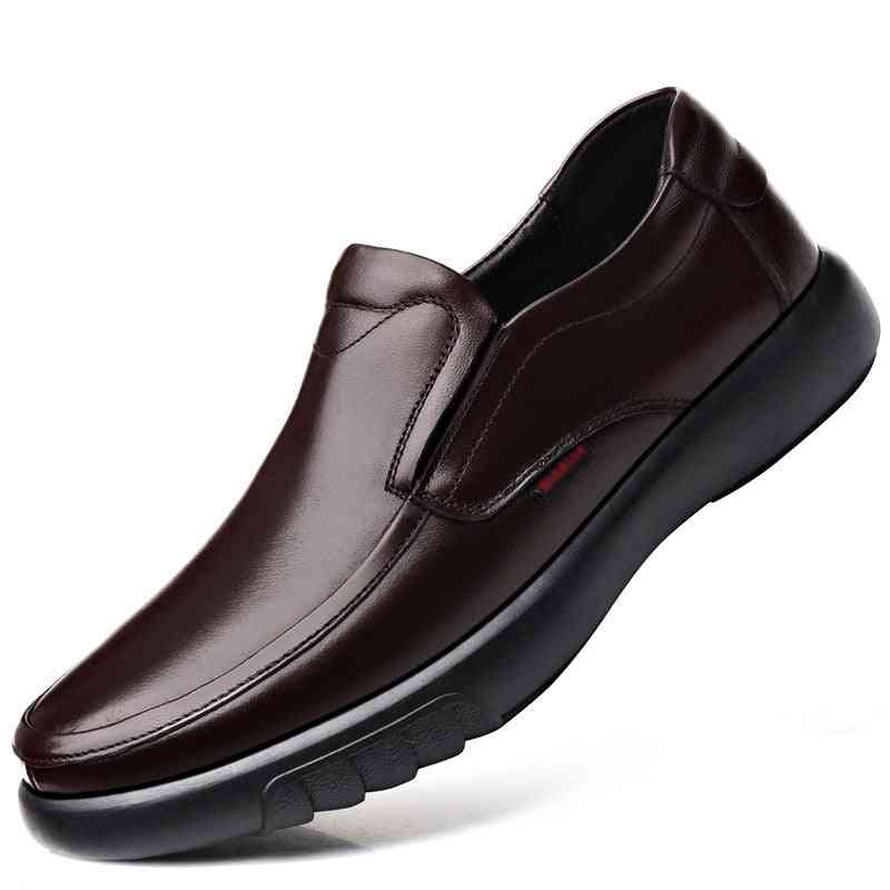 Men's Genuine Head Soft Anti-slip Rubber Loafers Shoes Man Casual Real Leather