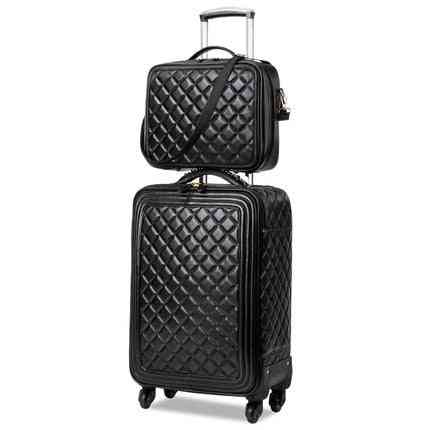Läder rullande bagage uppsättning, hög kvalitet lyx resväska resväska hjul