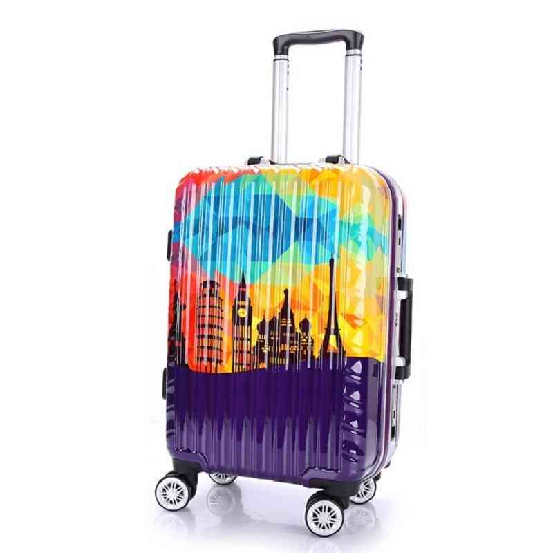 Aluminum Frame Luggage Pc Spinner Travel Bag, Rolling Luggage