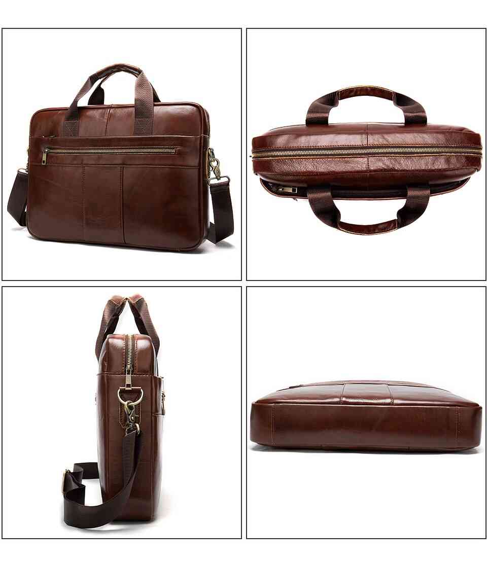 Men's Genuine Leather Laptop Business Tote Shoulder Bag