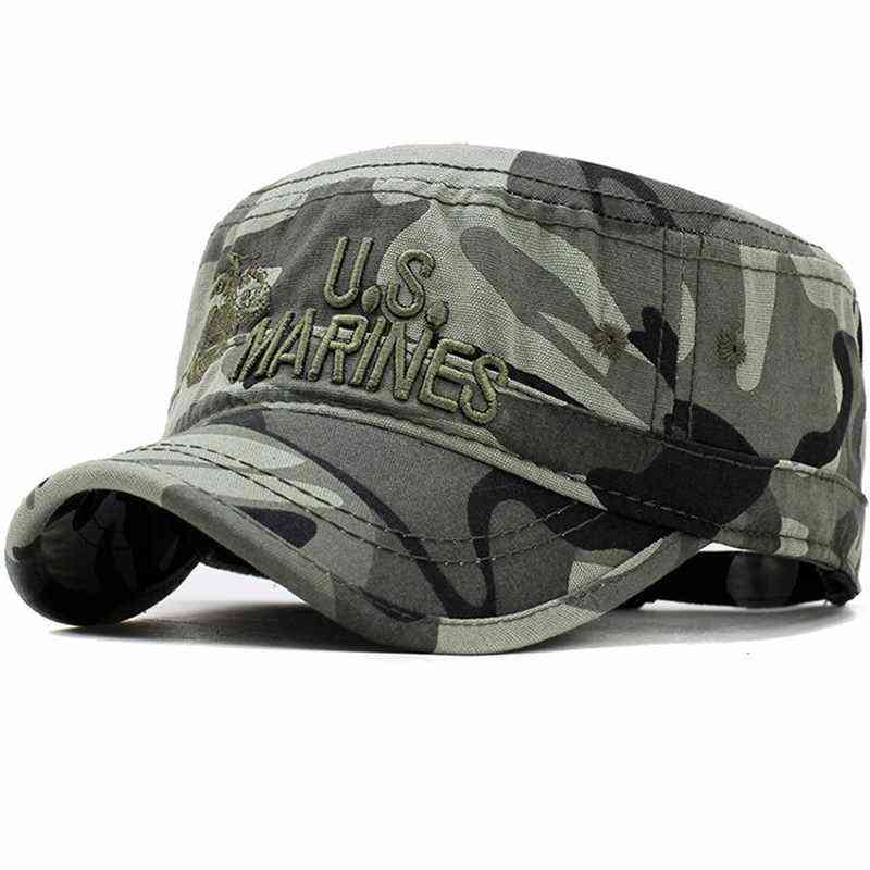 Us Marines Embroidered Camouflage Flat Top Hat