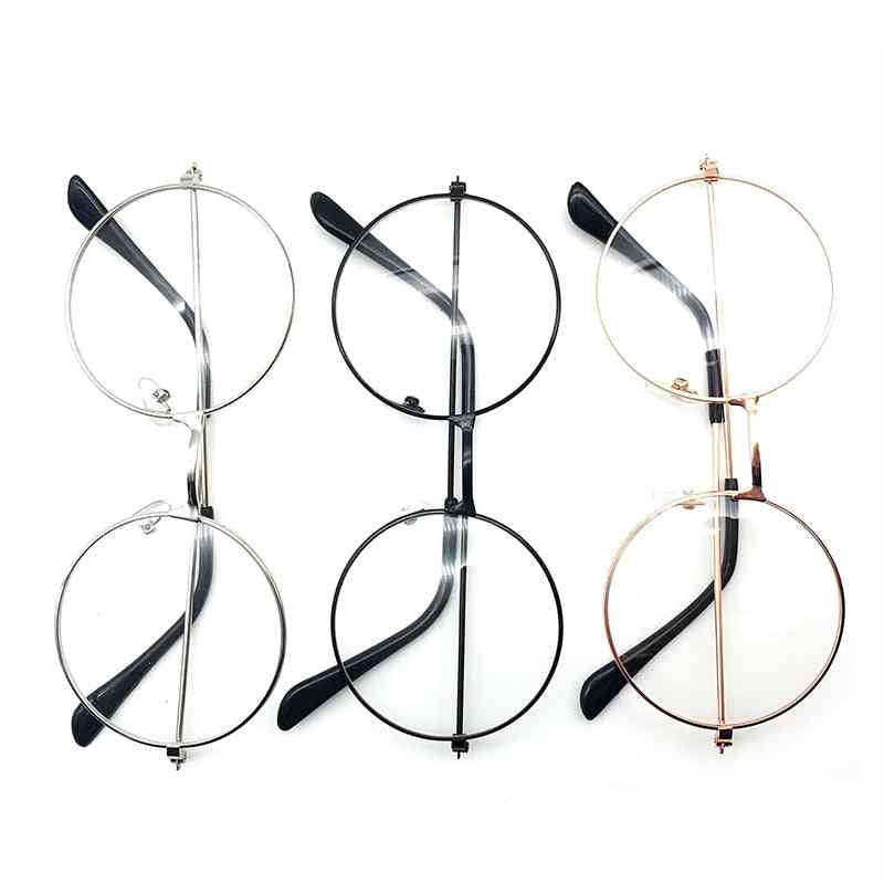 Retro Large Round Shaped Transparent Metal Spectacles