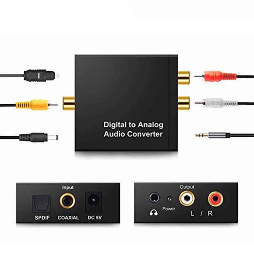 3.5mm Jack Dac Digital To Analog Audio Converter Decoder, Optical Fiber Coaxial Stereo Audio Adapter To Rca Amplifiers