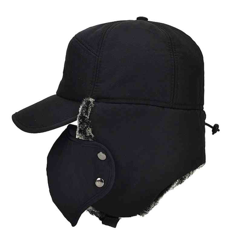 Zimní bomberové klobouky / dámské - tlustá kukla z bavlněné kožešinové náušnice, teplé čepice