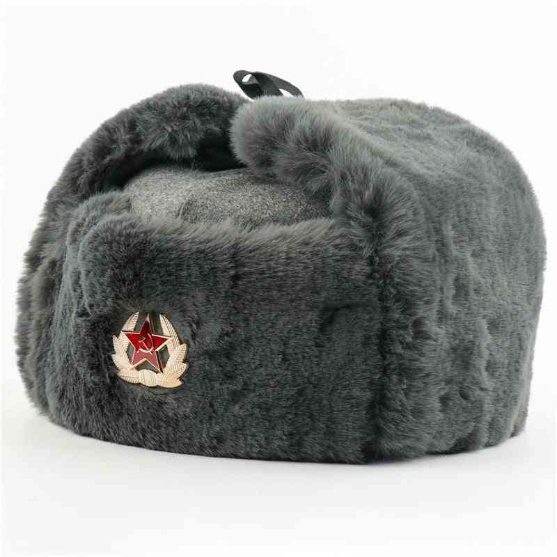 Sovětská armáda vojenský odznak rusko ushanka bombardovací klobouky, zimní sněhové čepice