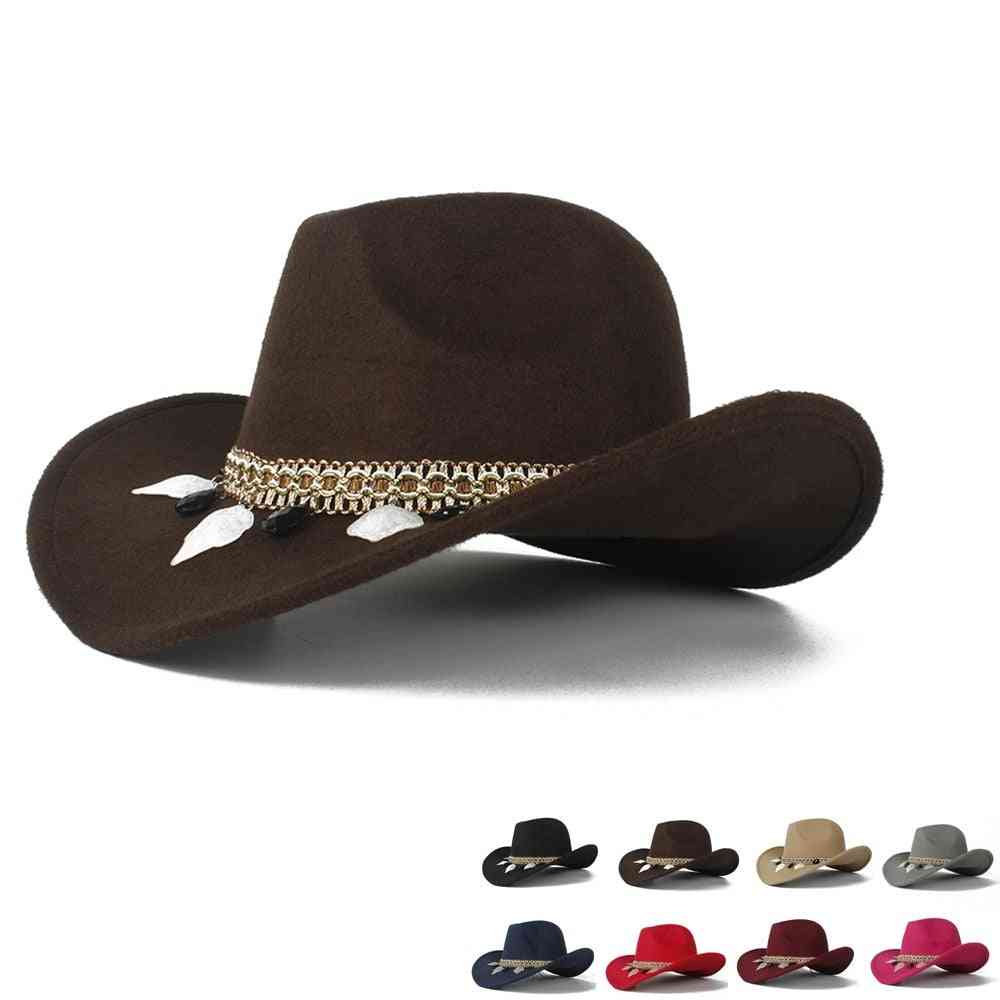 Női gyapjú üreges nyugati cowboy kalap