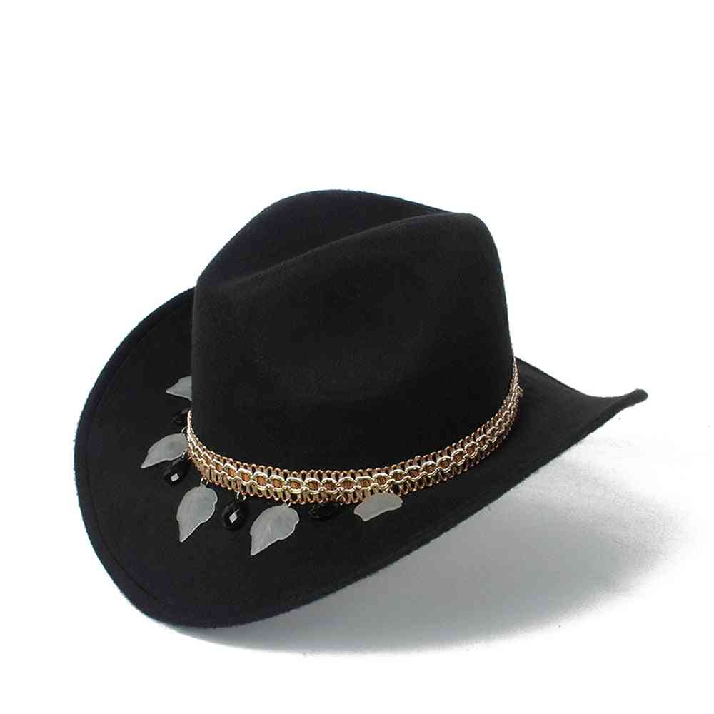 כובע קאובוי מערבי חלול מצמר נשים