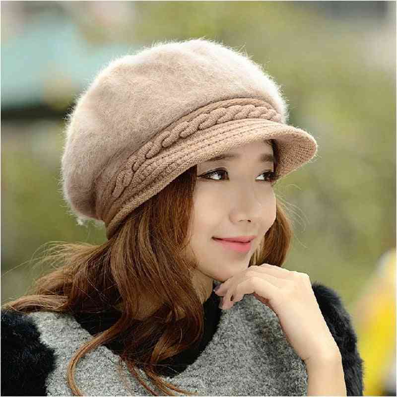 зимна дамска мода удебелява топла плетена вълнена шапка