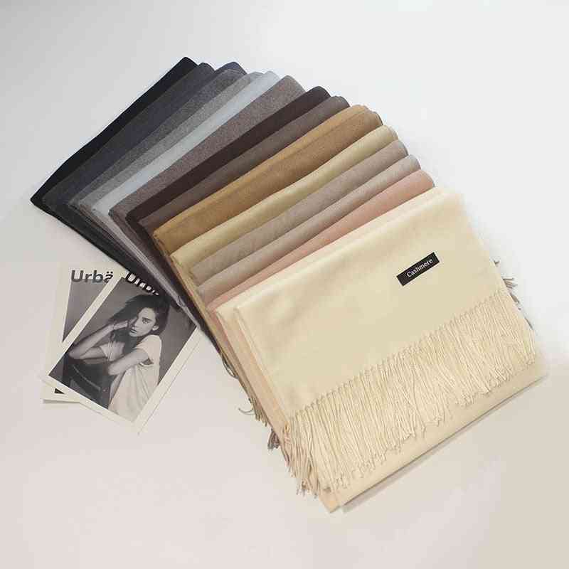 Women Cashmere Scarves With Tassel, Lady Winter Autumn Long Scarf