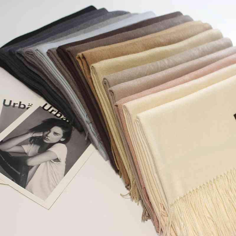 Women Cashmere Scarves With Tassel, Lady Winter Autumn Long Scarf
