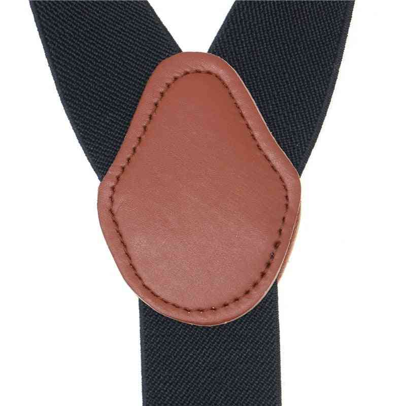Male Shirt Suspenders Brown Pu Leather Solid Suspenders Western-style