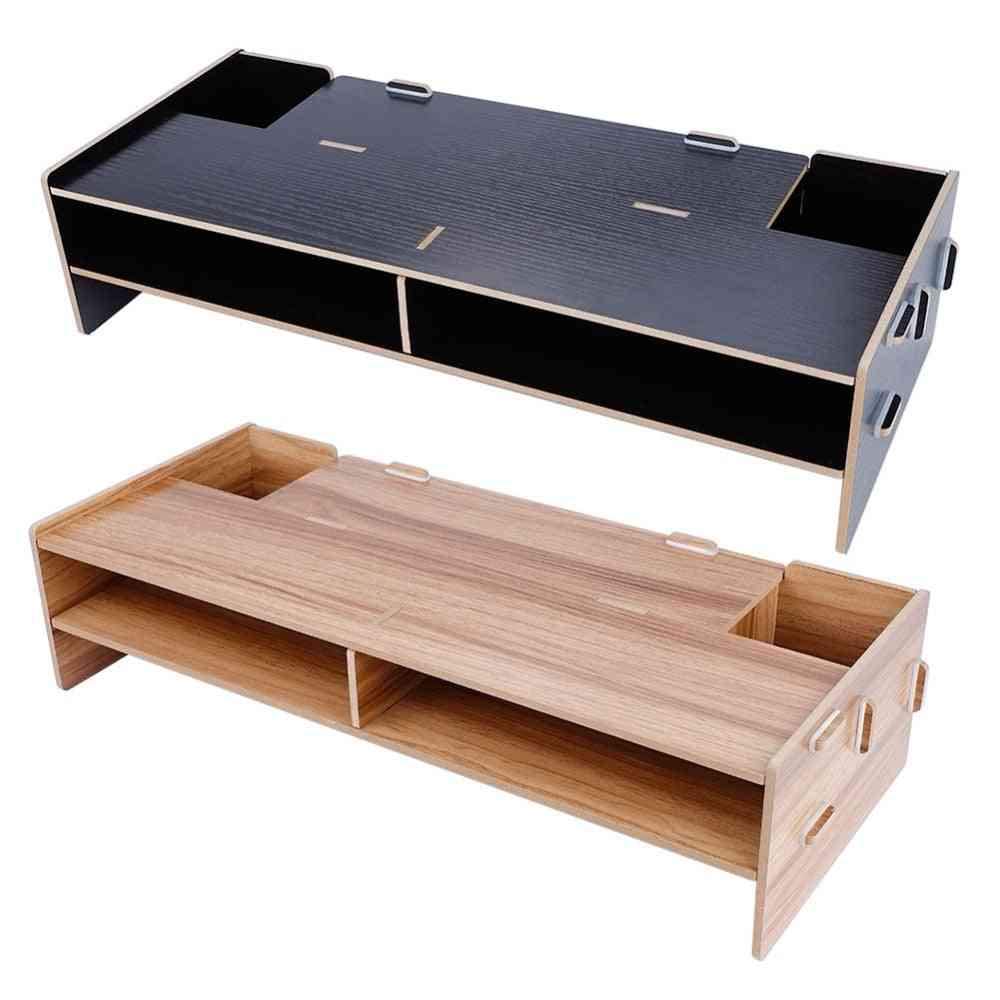 Wood Laptop Stand Desktop Monitor Holder, Heightening Shelf Racsk Stand