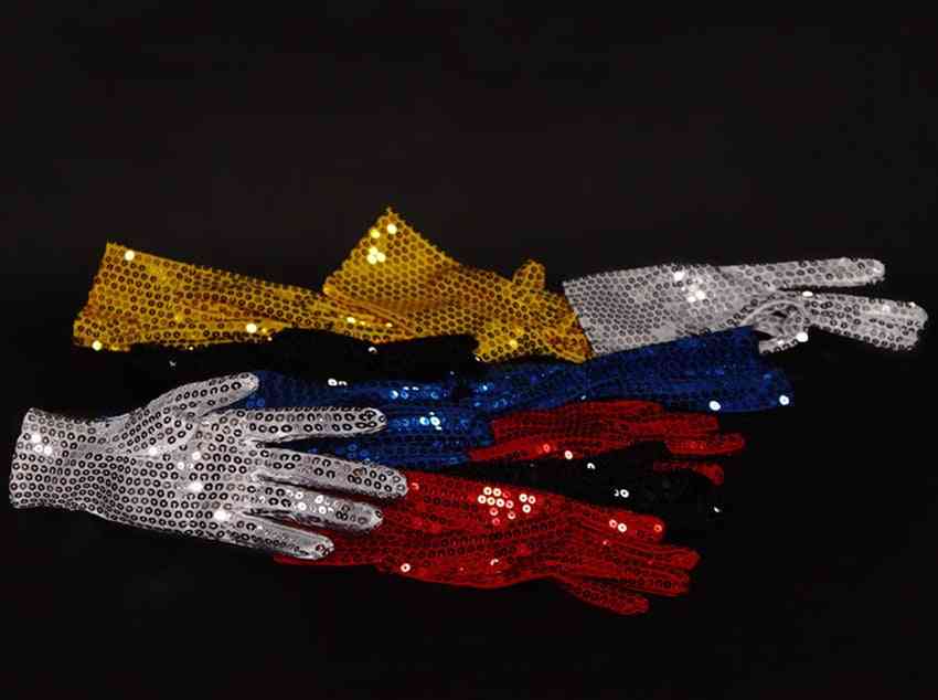 Unisex Adult Michael Jackson Cos Shiny Gloves, Sequins Dance Performance For Party