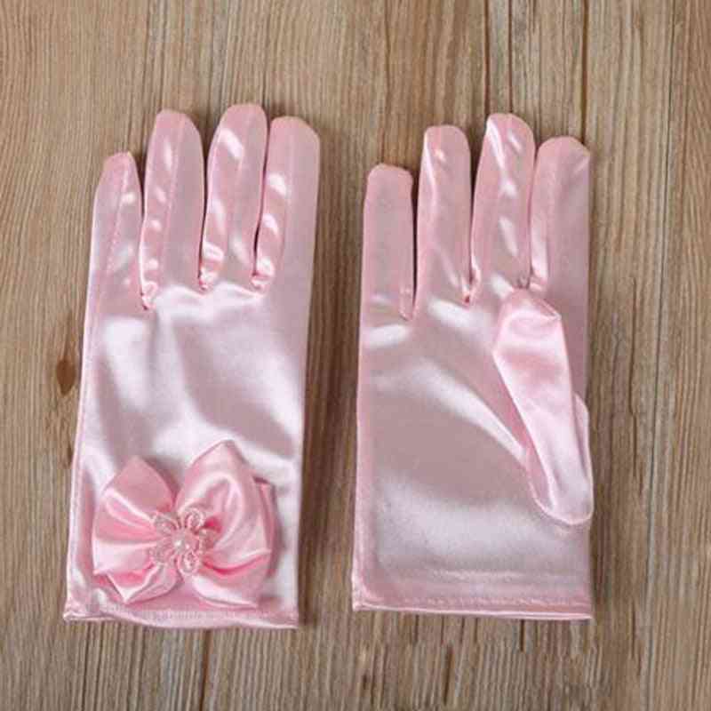 Dejlige elastiske pige etikette ydeevne handsker, perle blomst blonder bue kort handske