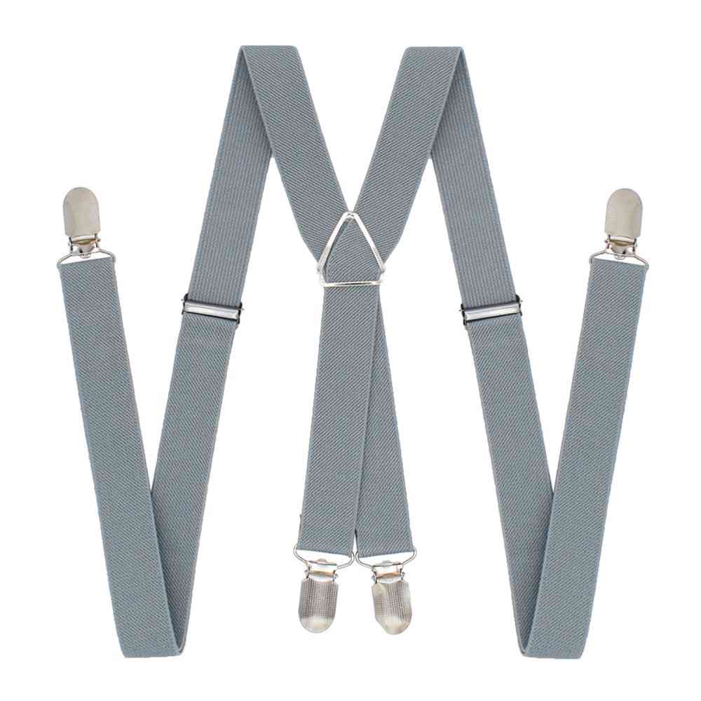 1-inch Suspenders Polyester Elastic Adult Belt 4 Clips