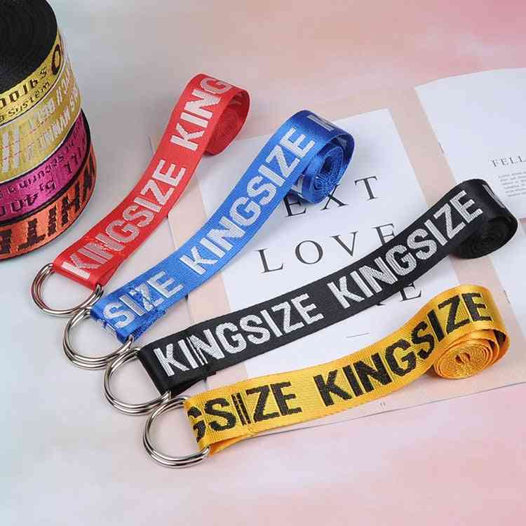 Unisex Canvas Printing Letter D Ring Double Buckle Belt