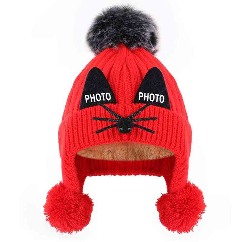 Paraorecchie invernali per bambini caldo cappello in maglia di cotone carino per ragazzi e ragazze