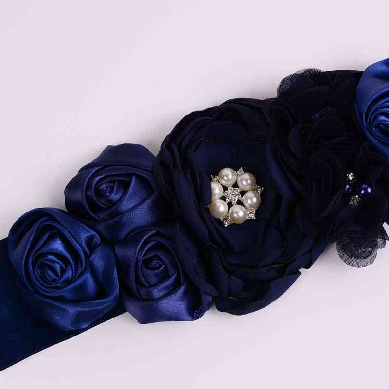 Navy Blue Flower Girl Belt, Maternity Sash