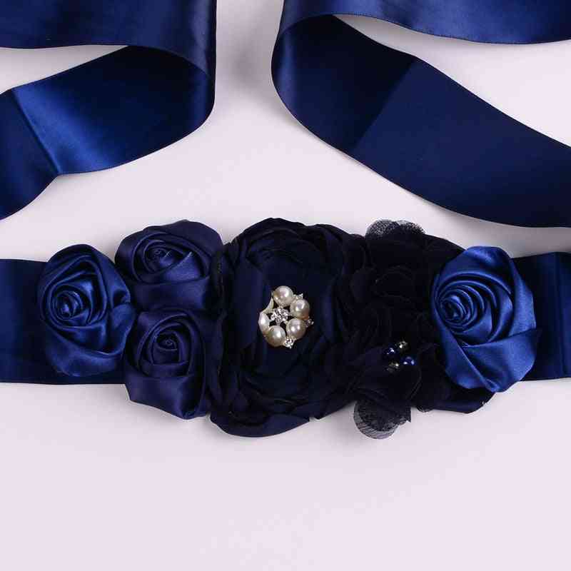 Navy Blue Flower Girl Belt, Maternity Sash