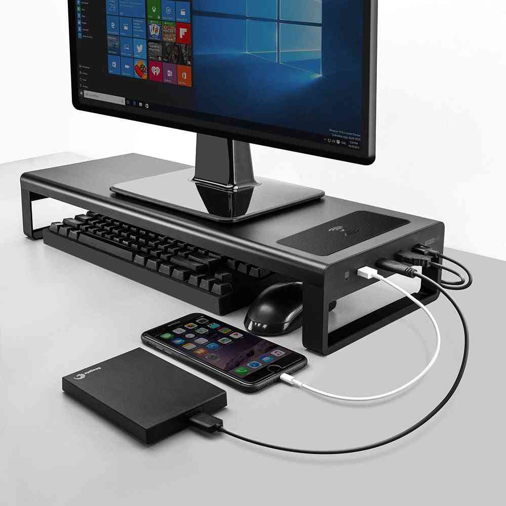 Monitor Stand, Computer Base Table With 4 Usb 3.0 Hub