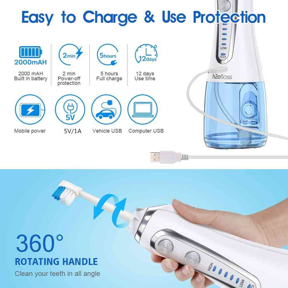Portable And Usb Rechargeable Dental Water Flosser- Jet 5 Modes