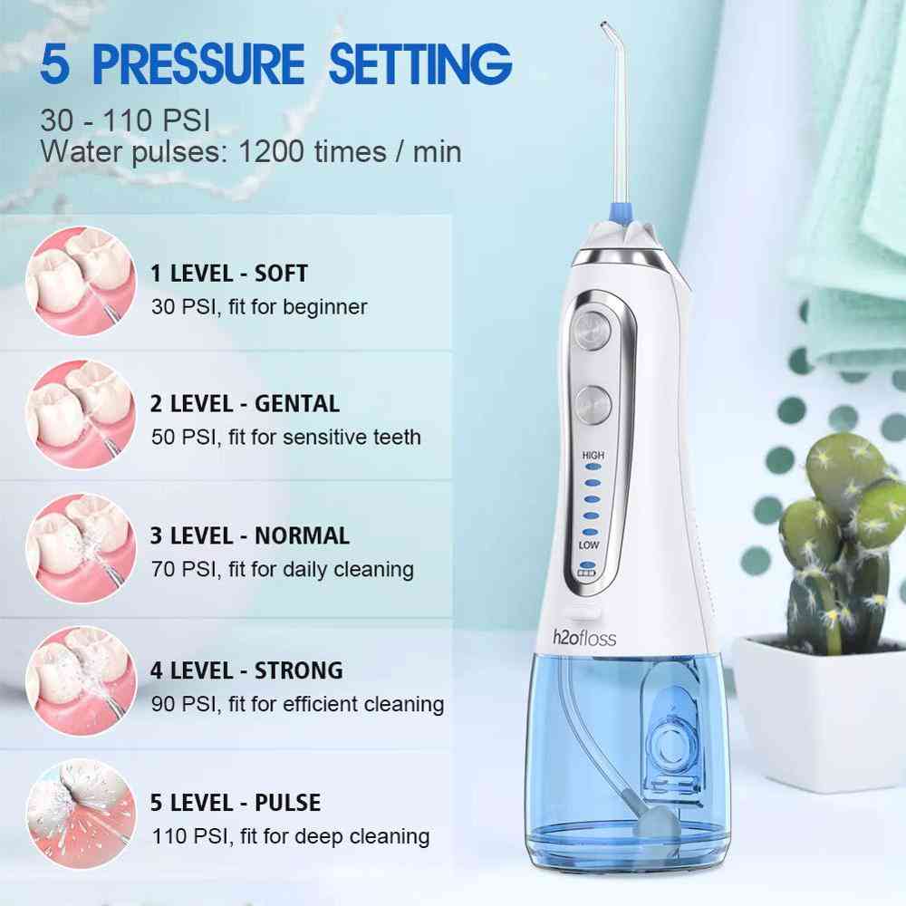 Portable And Usb Rechargeable Dental Water Flosser- Jet 5 Modes