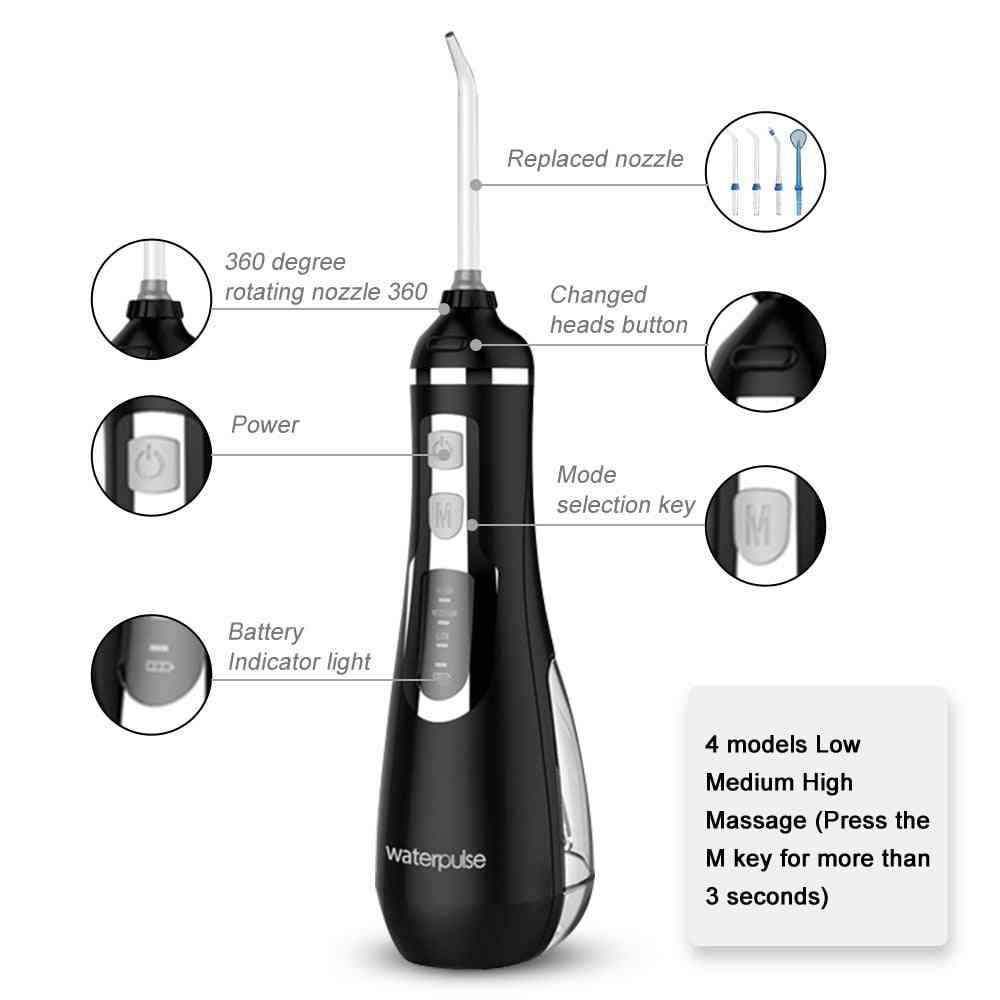 Kannettava, USB: n kautta ladattava suukäyttöinen kastelulaite - vesisinkki hampaiden puhdistukseen - 3 tilaa suihkukone