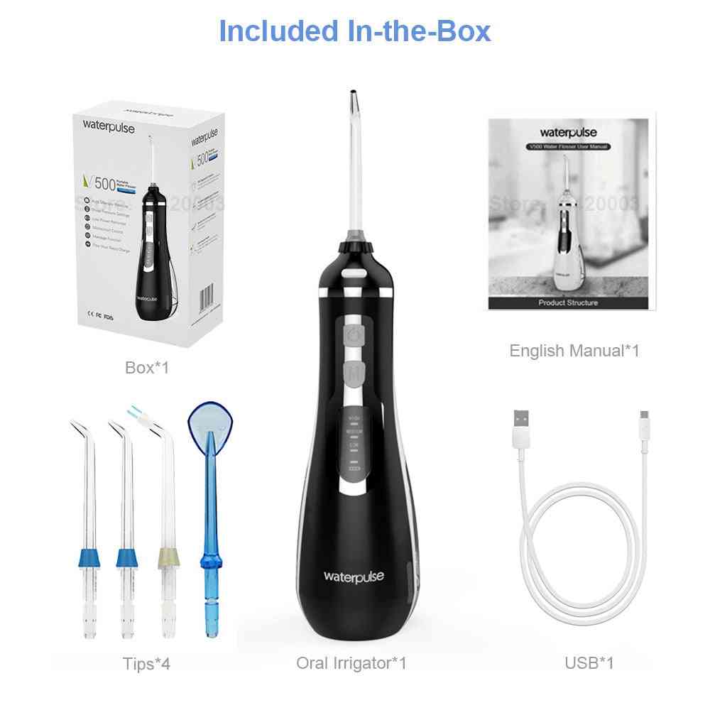 Kannettava, USB: n kautta ladattava suukäyttöinen kastelulaite - vesisinkki hampaiden puhdistukseen - 3 tilaa suihkukone