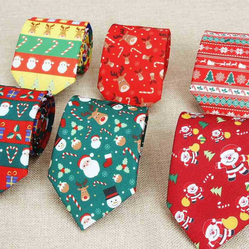 Christmas Theme Print Polyester Neckties