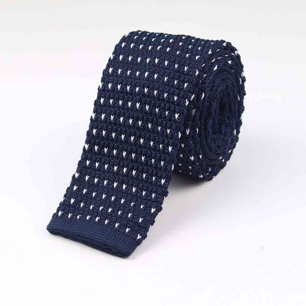 Men's Knitted Striped Skinny Narrow Neck Ties