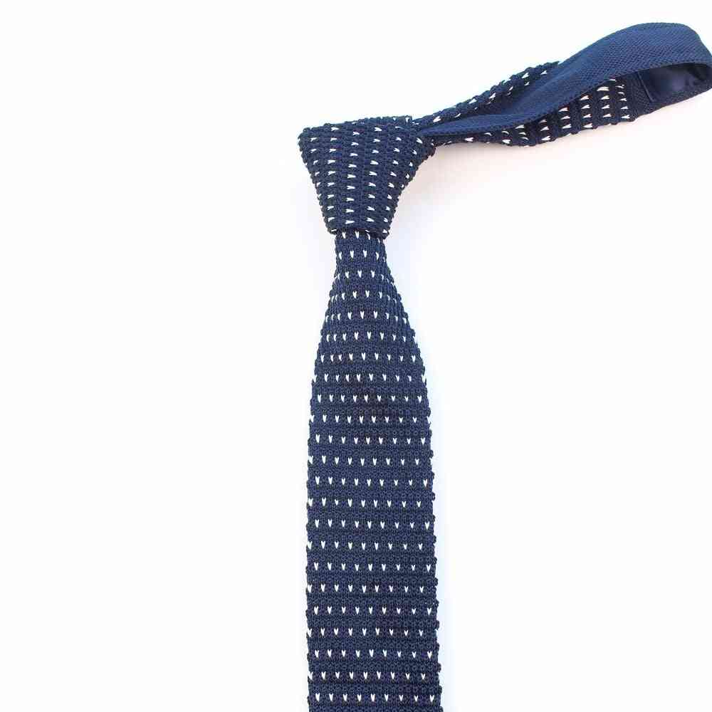 Men's Knitted Striped Skinny Narrow Neck Ties