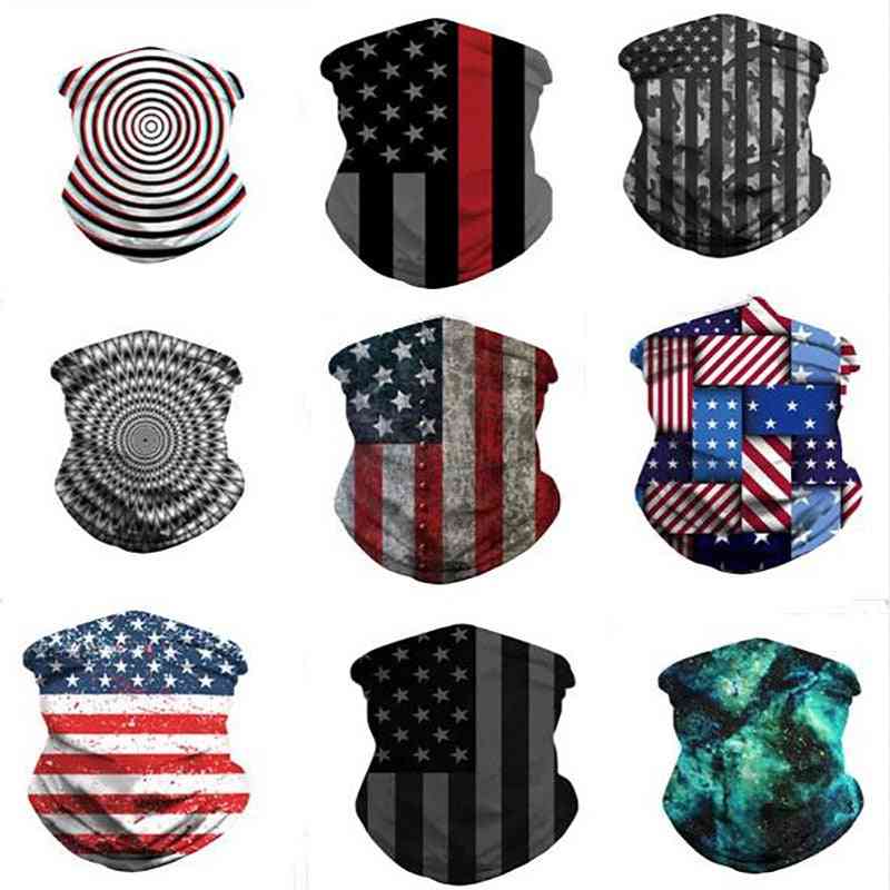 Fashion Silk Head Scarves Men & Women Scarf American Flag Face Cover