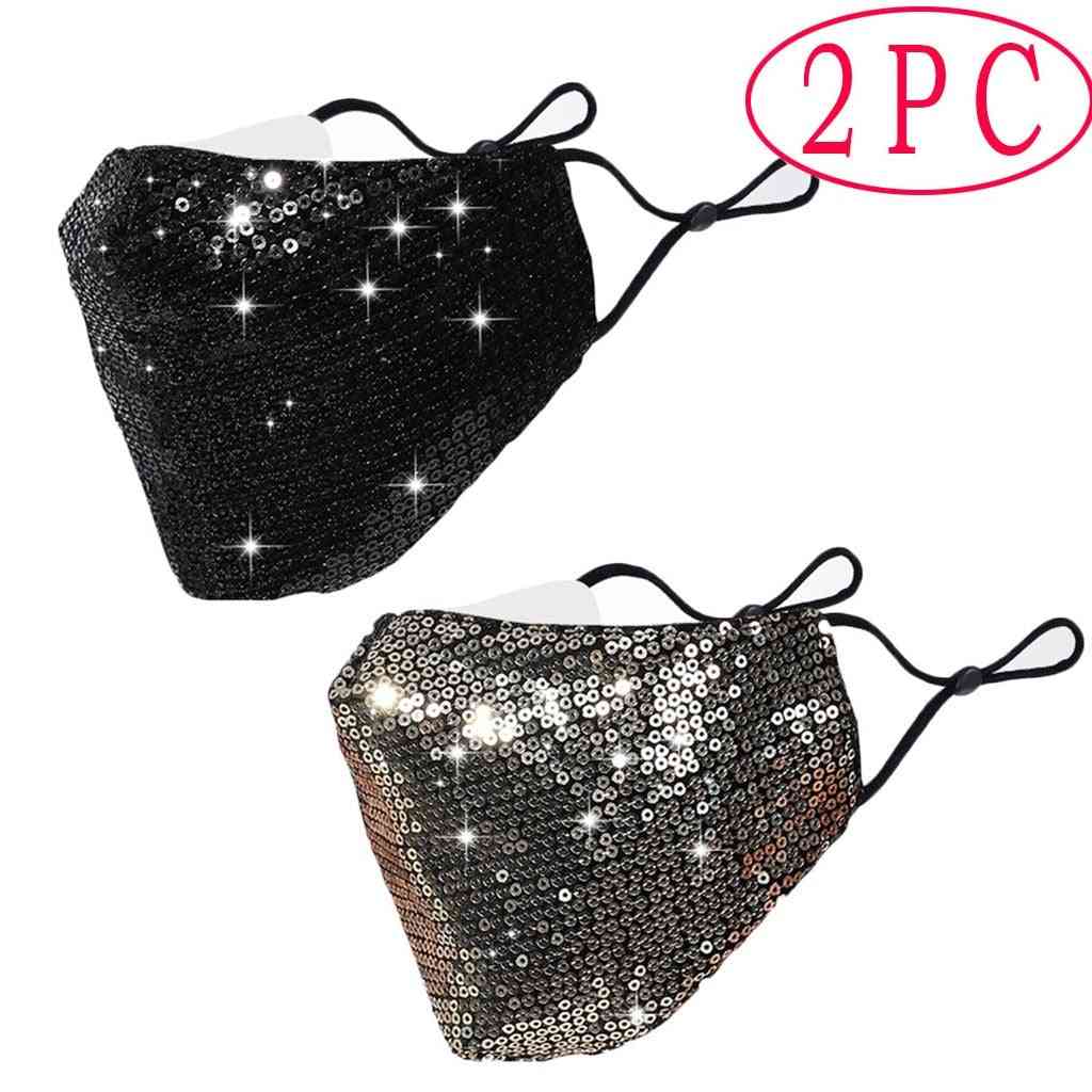 2pc Sequined Nightclub, Bling Bling Diamond Fashion- Sunscreen Sequin Earmuff
