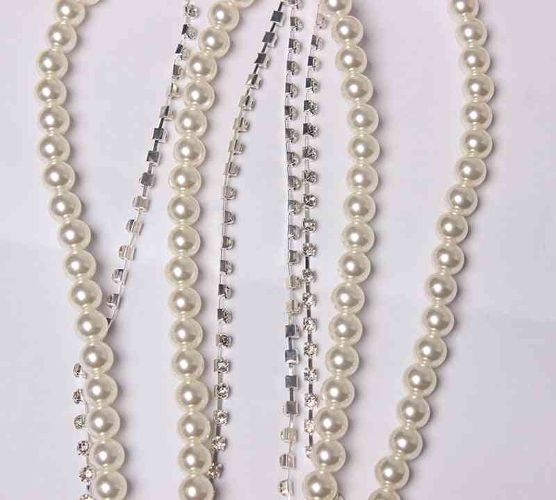 Diamant cu mărgele perlate, suspensii elasitc pentru bretele de cămașă pentru femei