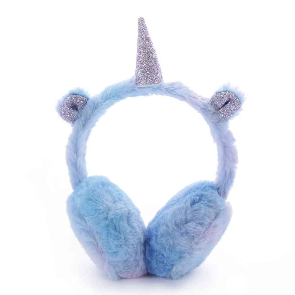 Winter Kids Lovely Thicken Plush Unicorn Earmuffs Warmer Cover