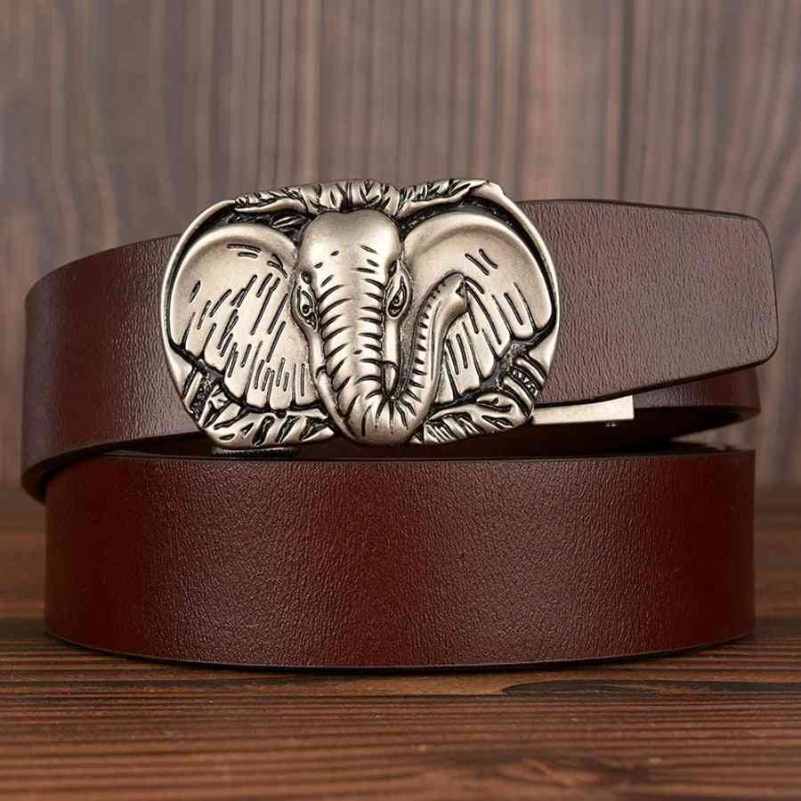 Centură de design elefant, curea din piele naturală, curele cu cataramă automată