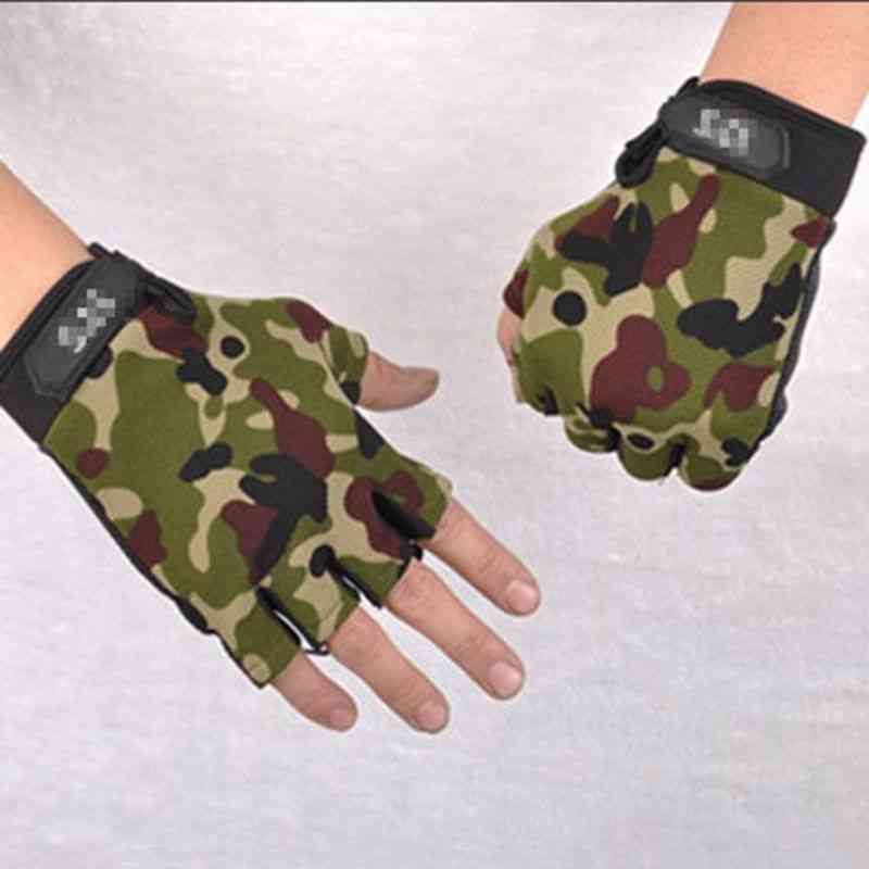 Men Camouflage Tactical Gloves For Outdoor Sport, Cycling, Half Finger Warmer