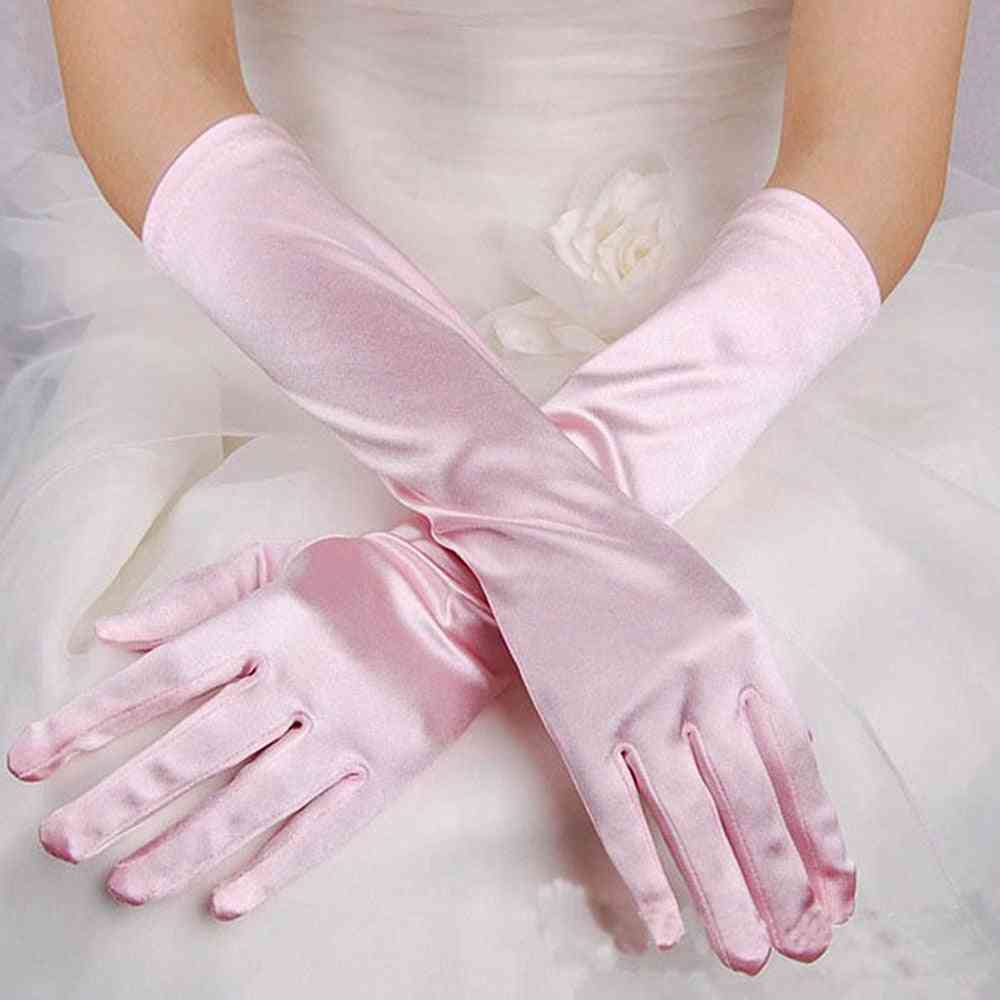 Satenske dolge rokavice, ženske opera udobne mehke svilnate večerne rokavice za maturantske zabave
