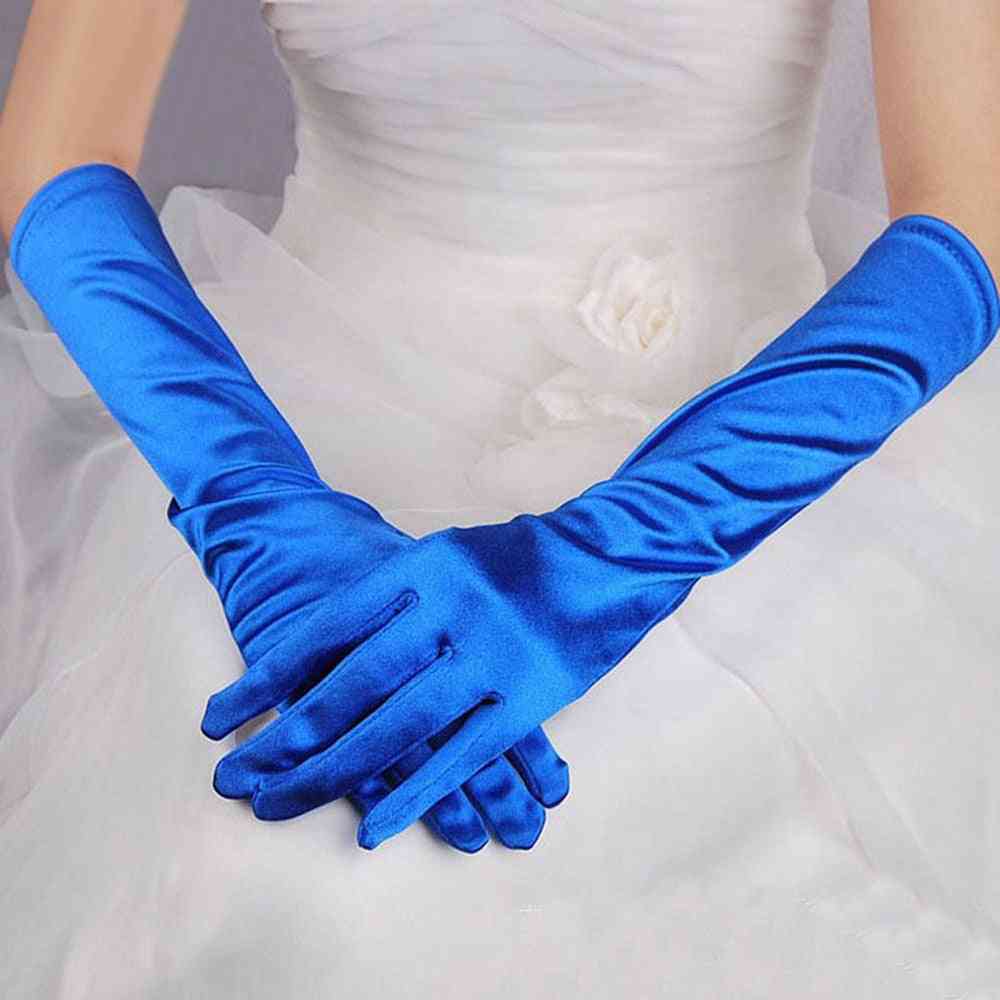 Satenske dolge rokavice, ženske opera udobne mehke svilnate večerne rokavice za maturantske zabave