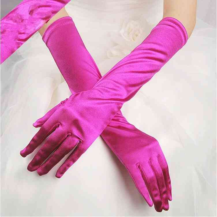 Women Satin Long Gloves, Elbow Sun Protection