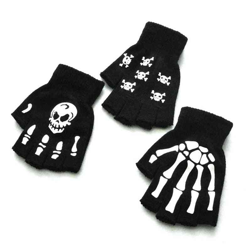 Unisex Halloween Horror Skull, Claw, Bone, Skeleton Style Half Gloves