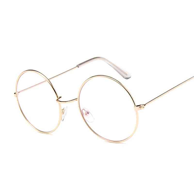 Round Glasses Clear Lens, Gold Metal Frame, Optical Eyeglass