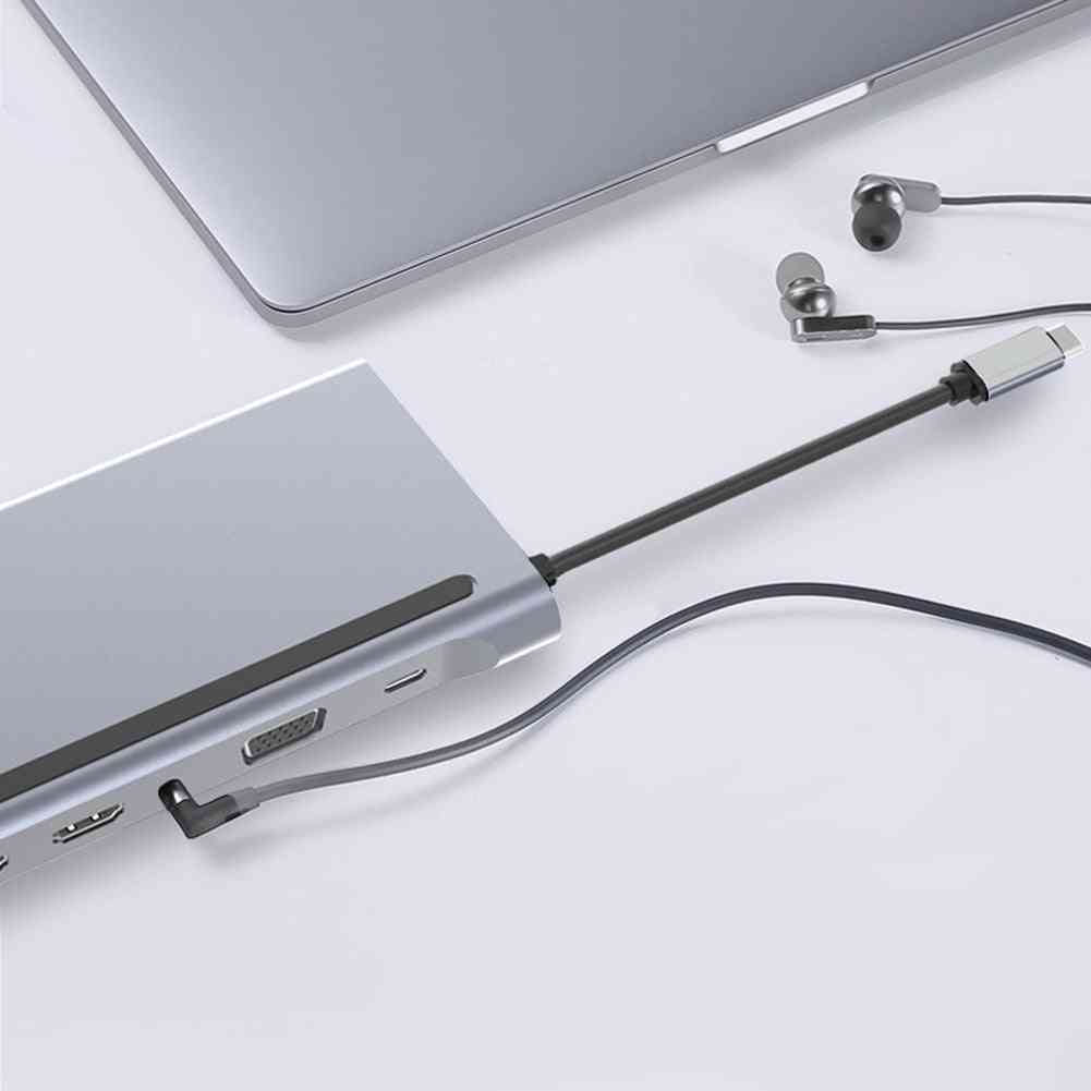 USB-C-Hub 12-in-1-Typ-C-Dongle-Adapter / Station mit SD / TF-Kartenleser für Windows und MacBook