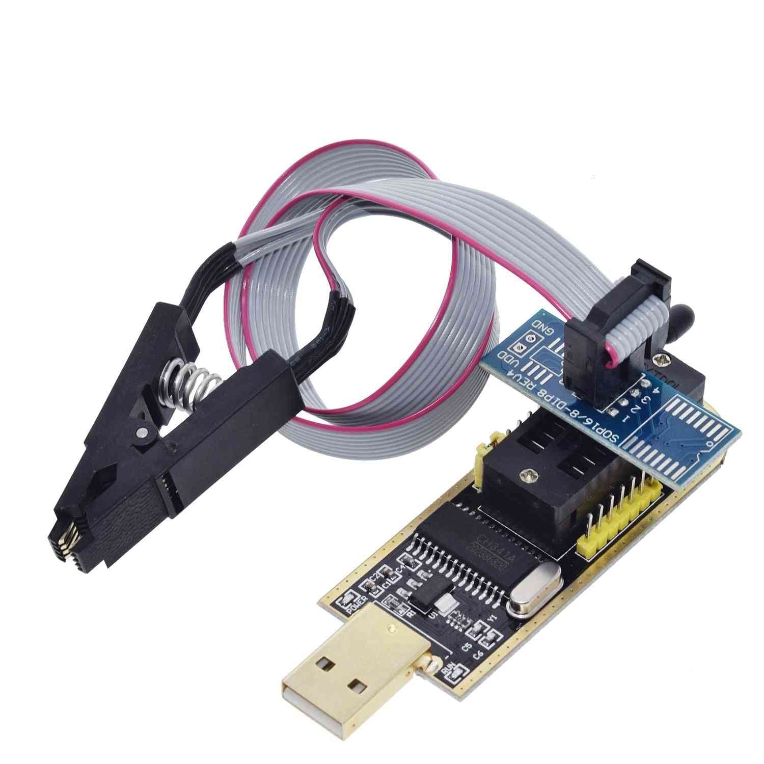 USB programátorský modul + soic8, testovací klip sop8 pro eeprom
