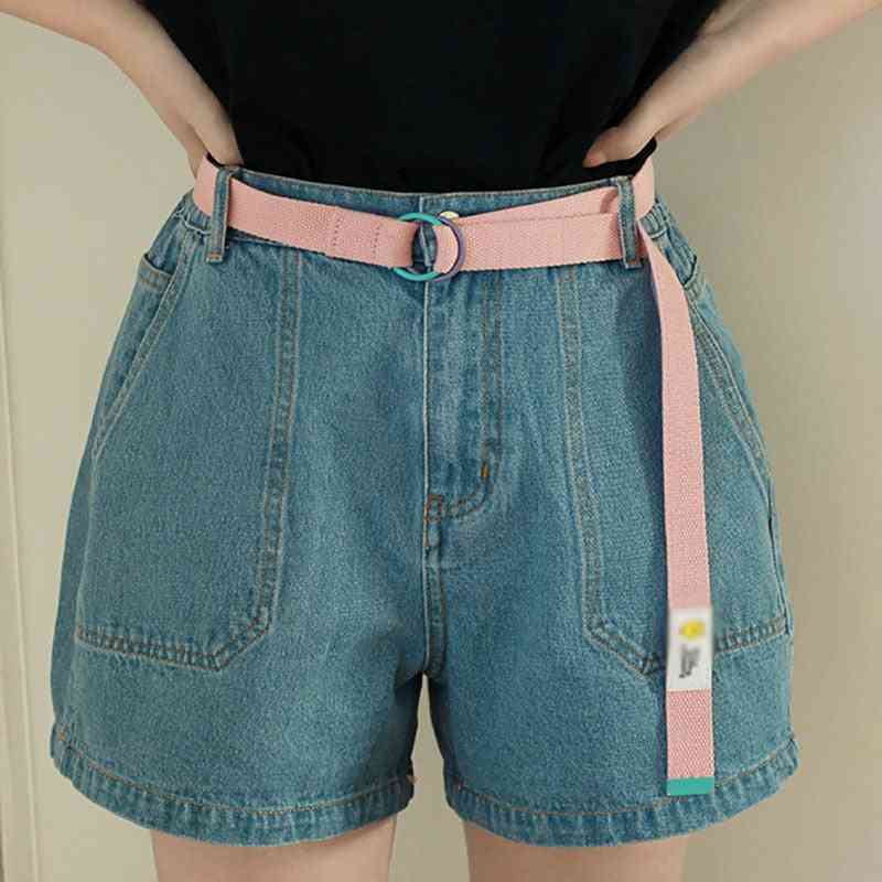 Plátno ležérní pásy ženy sedmikráska tisk bonbóny barvy roztomilý popruh džíny spona na kalhoty