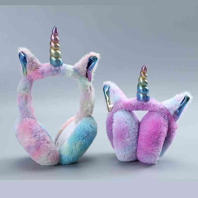 Orejeras de piel cálida con diseño de unicornio