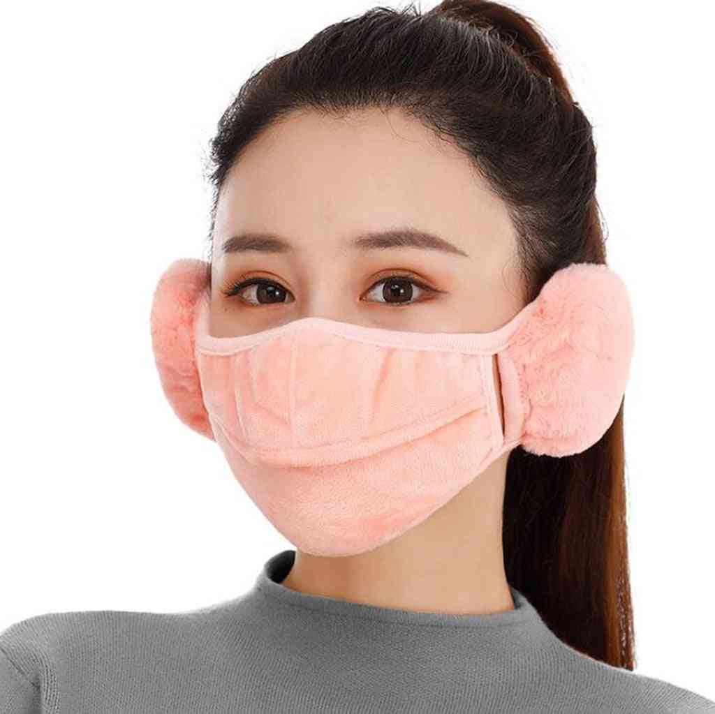 Winter Women Earmuff, Mouth Cover Outdoor, Velvet Warm Masks